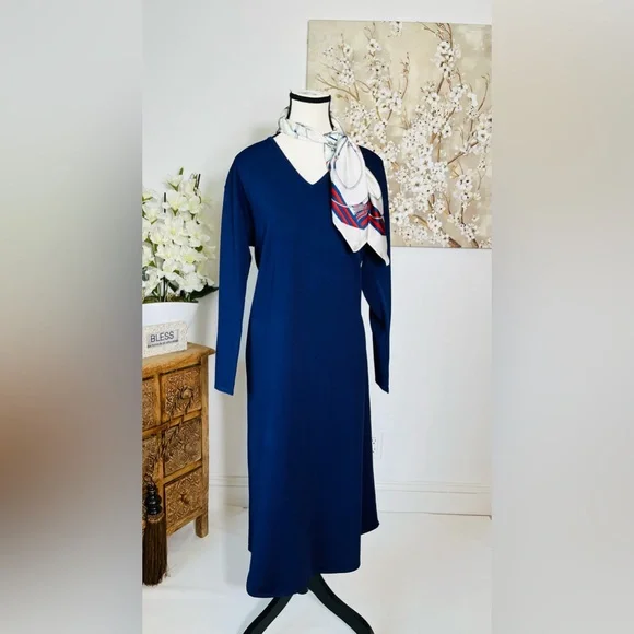 Zara | Dresses | Zara Belted Knit Midi Dress Size S And M Color Navy |  Poshmark